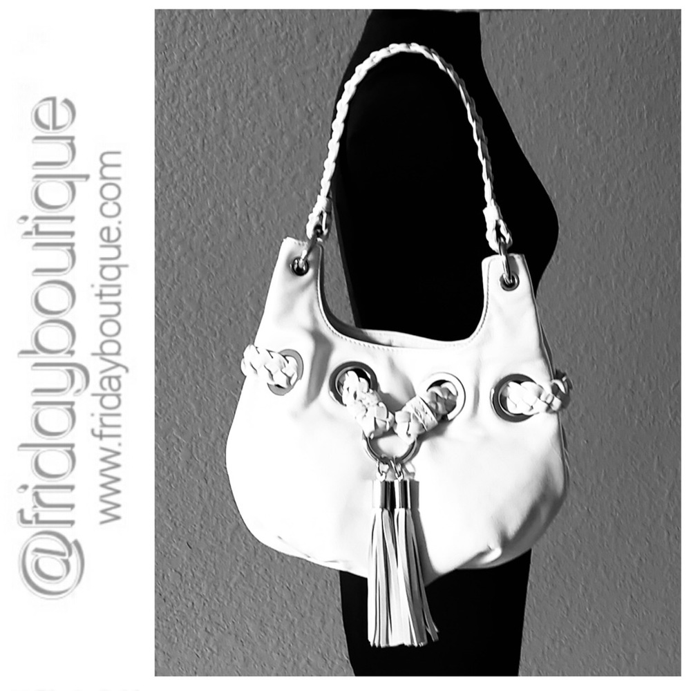 Michael Kors Leather Braided Grommet Shoulder Bag w/Removable Straps
